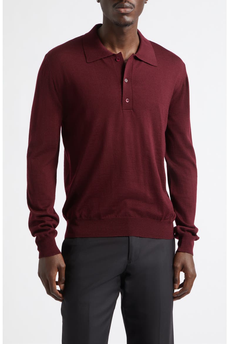 VLOGO Virgin Wool Polo Sweater, Main, color, WINE