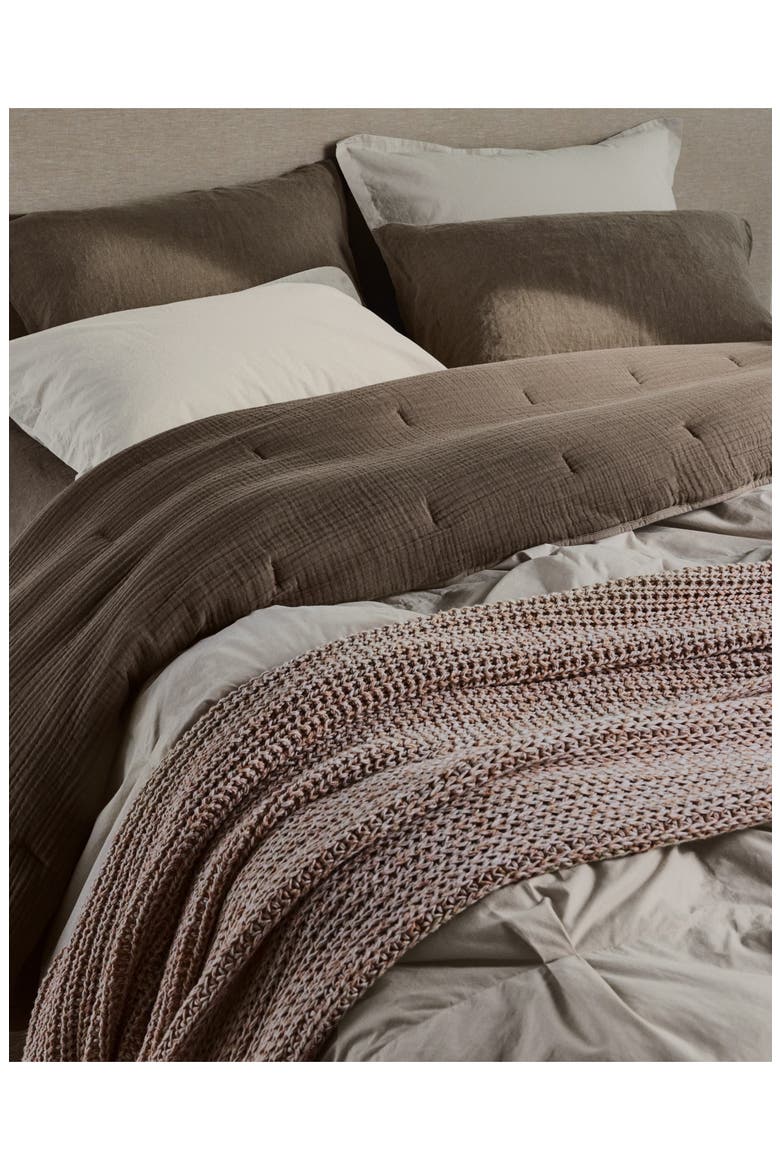 Marled Cotton Throw Blanket, Alternate, color, ADOBE