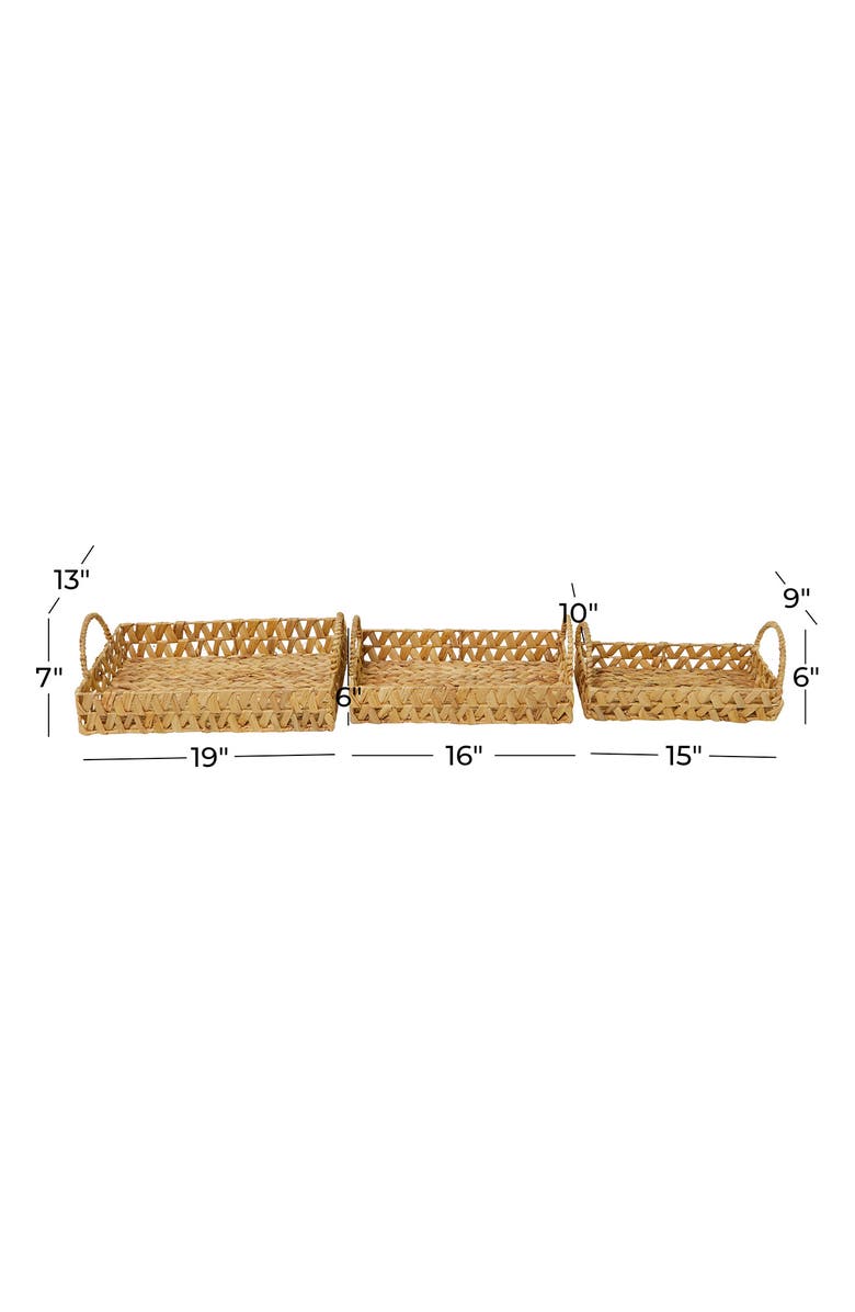 GINGER BIRCH STUDIO Brown Seagrass Handmade Woven Tray with Handles - Set of 3, Alternate, color, 