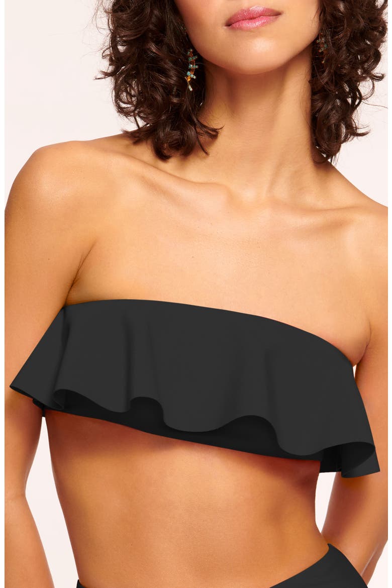 Cecile Ruffle Strapless Bikini Top, Main, color, BLACK