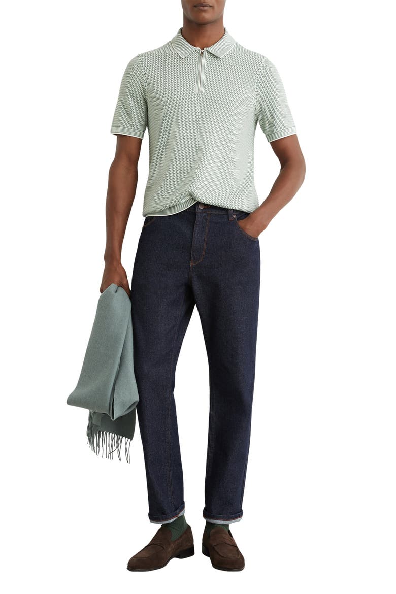 Brink Textured Stitch Quarter Zip Polo, Alternate, color, SOFT SAGE GREEN