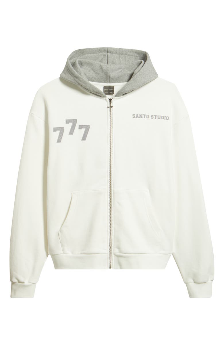 SANTO STUDIO Fortunata Zip Hoodie, Alternate, color, White
