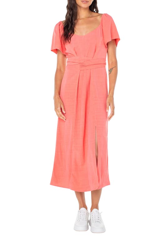 Roxy Bungalow Bliss Tie Back Midi Dress In Sugar Coral Solid