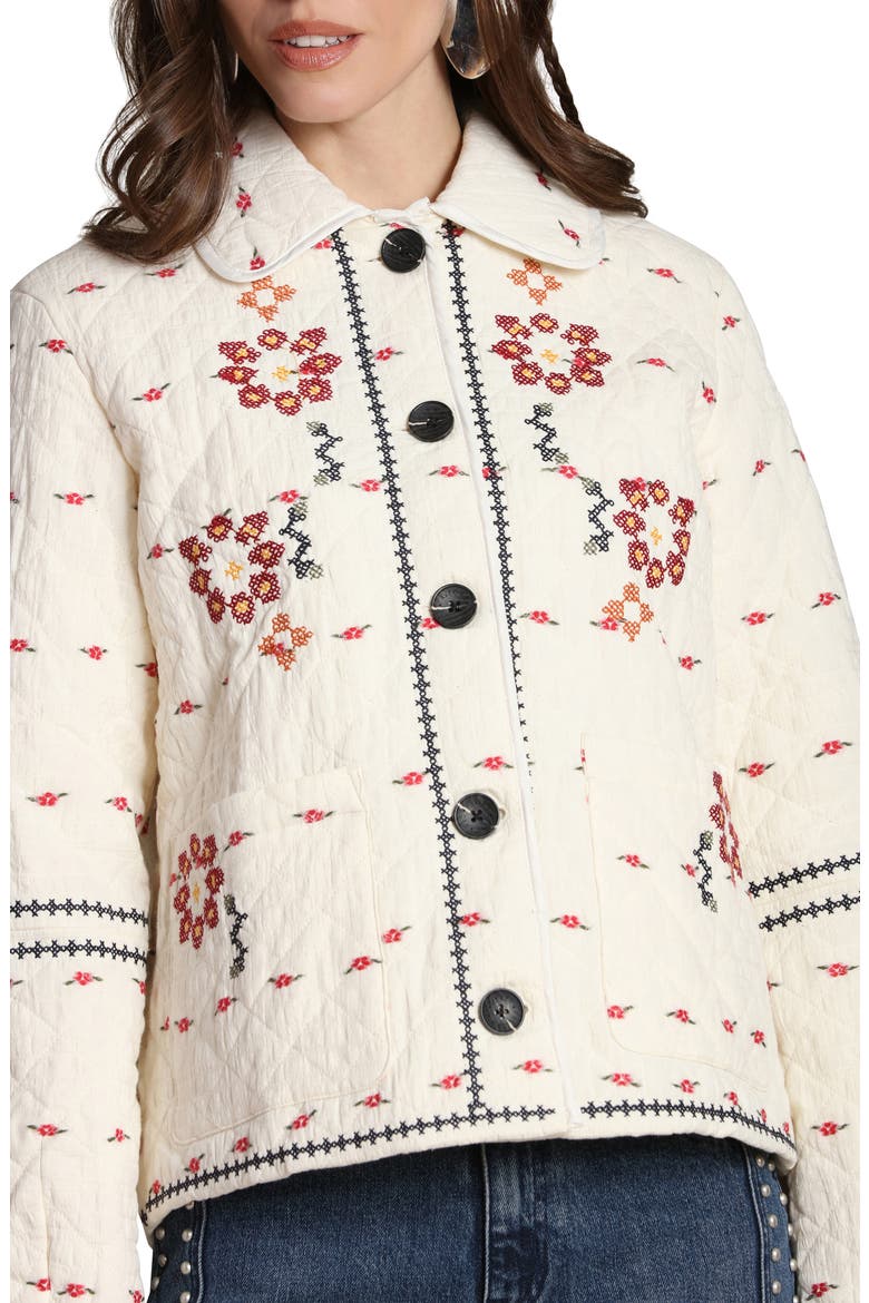 Embroidered Quilted Cotton Jacket, Alternate, color, CREAM FLORAL