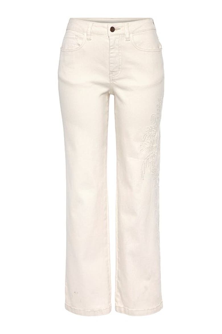 Women's Embroidered Straight Leg Jeans, Alternate, color, White