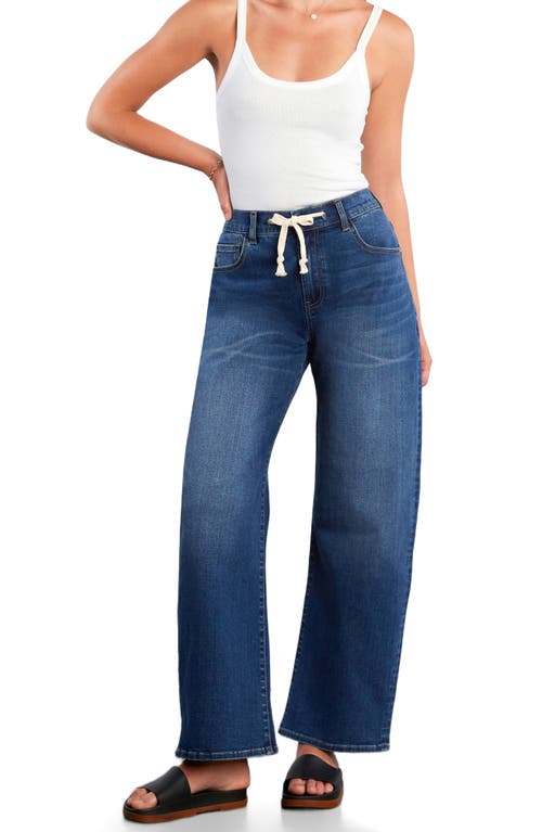 Hint Of Blu Ronnie Tie Front Barrel Leg Jeans In Blue