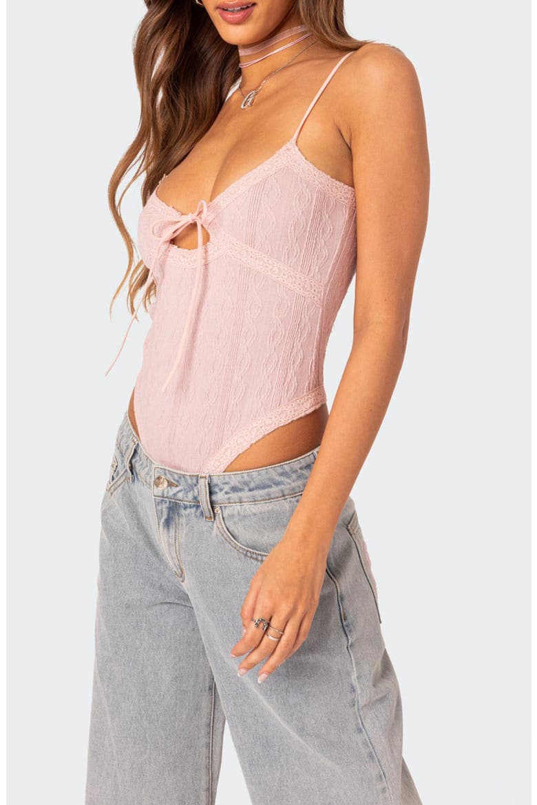 Lacey Keyhole Knit Bodysuit, Alternate, color, LIGHT-PINK