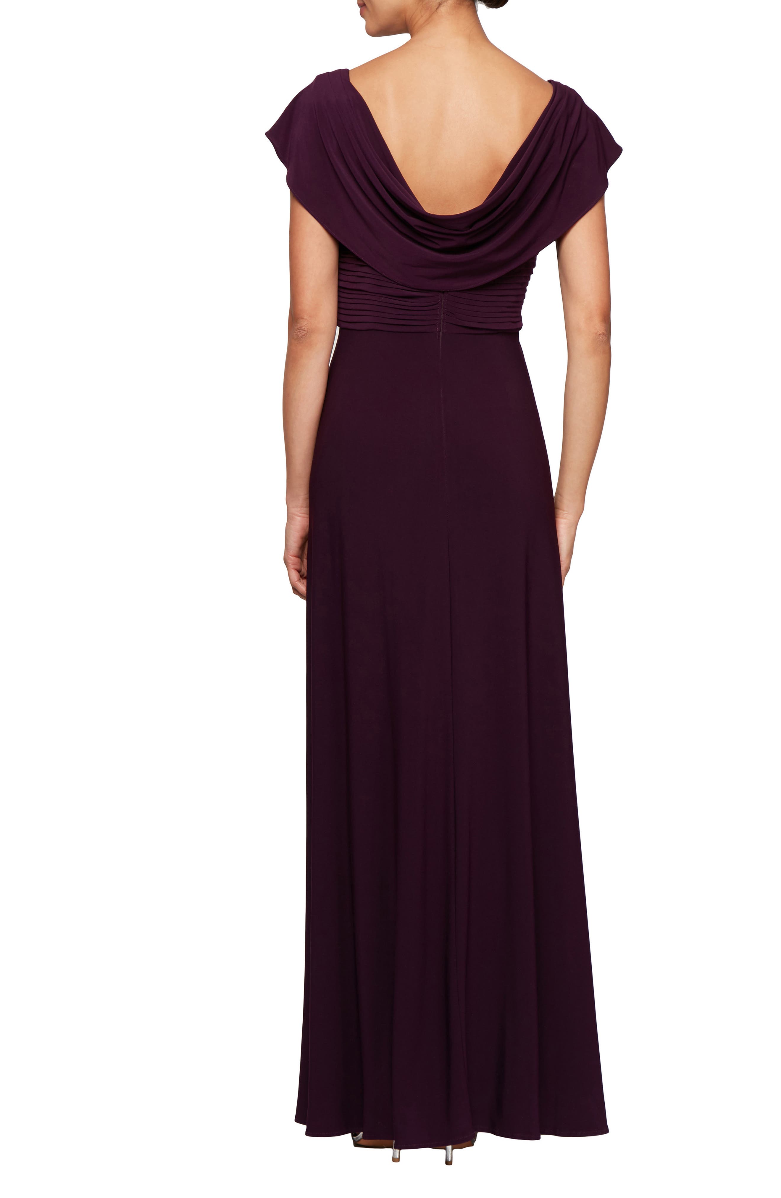 Cowl Neck Beaded Waist Gown - image 2