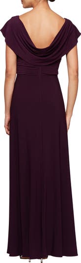 Cowl Neck Beaded Waist Gown