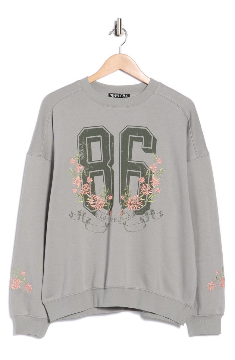 Vinyl Icons 86 Floral Graphic Sweatshirt, Alternate, color, Grey
