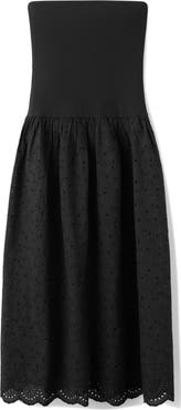 MANGO Embroidered Eyelet Strapless Maxi Dress