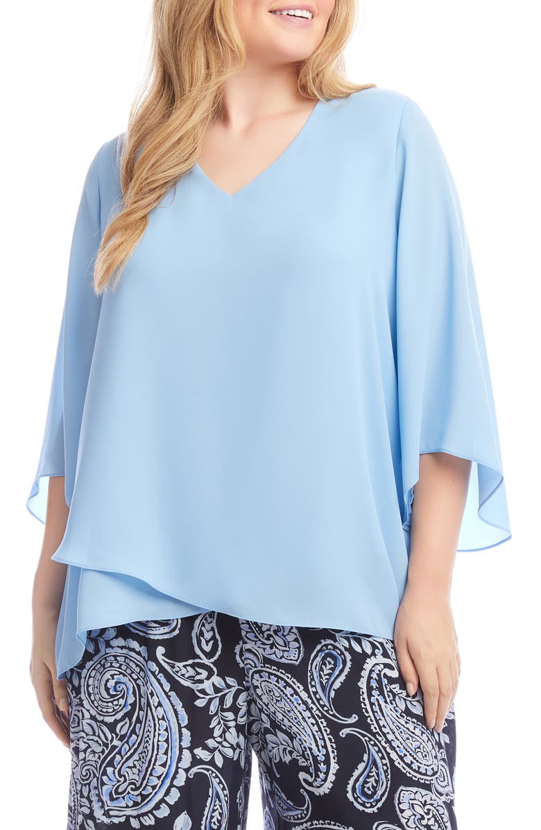 Karen Kane Asymmetric Hem Crepe Top, Main, color, 