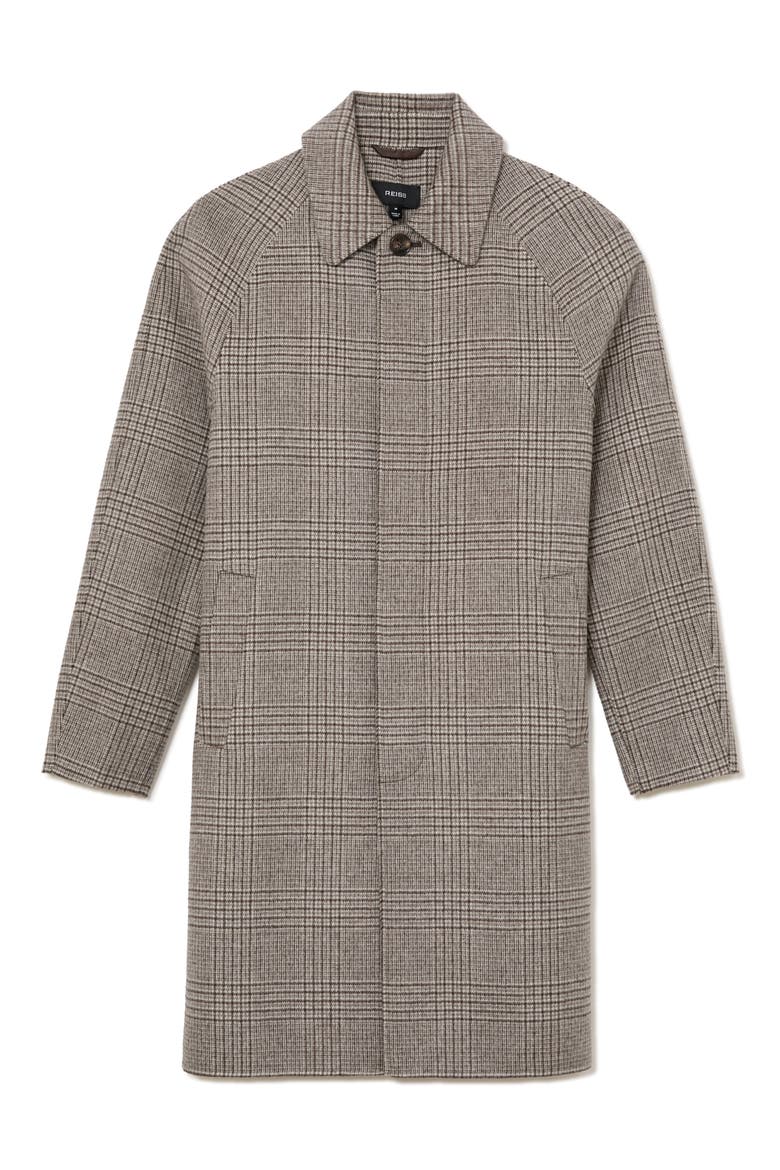 Morpeth Plaid Wool Blend Overcoat, Alternate, color, STONE CHECK