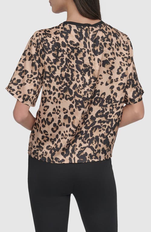 Dkny Print Scarf Twill Short Sleeve Top In Multi