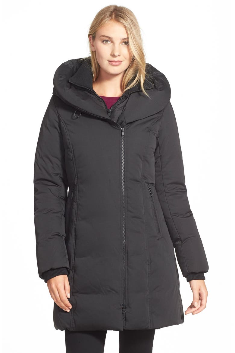 'Karlina' Hooded Down Coat, Main, color, BLACK