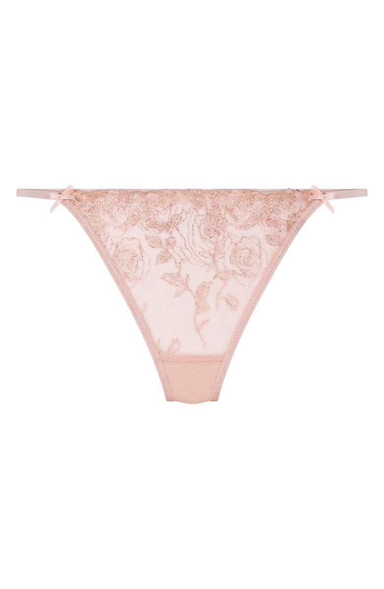 Hunkemöller Hollie Embroidered Mesh G-String Thong, Alternate, color, Rose Smoke