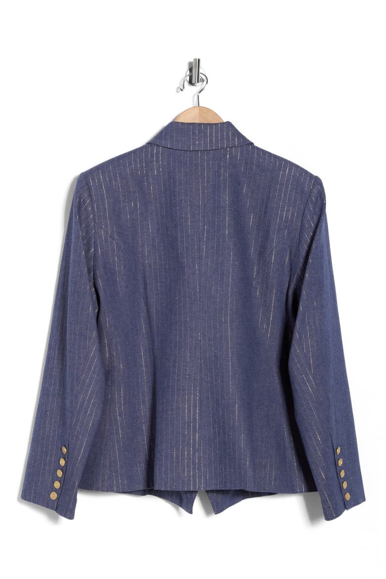 Kenzie Double Breasted Blazer, Alternate, color, WILD WIND/ GOLD PINSTRIPE
