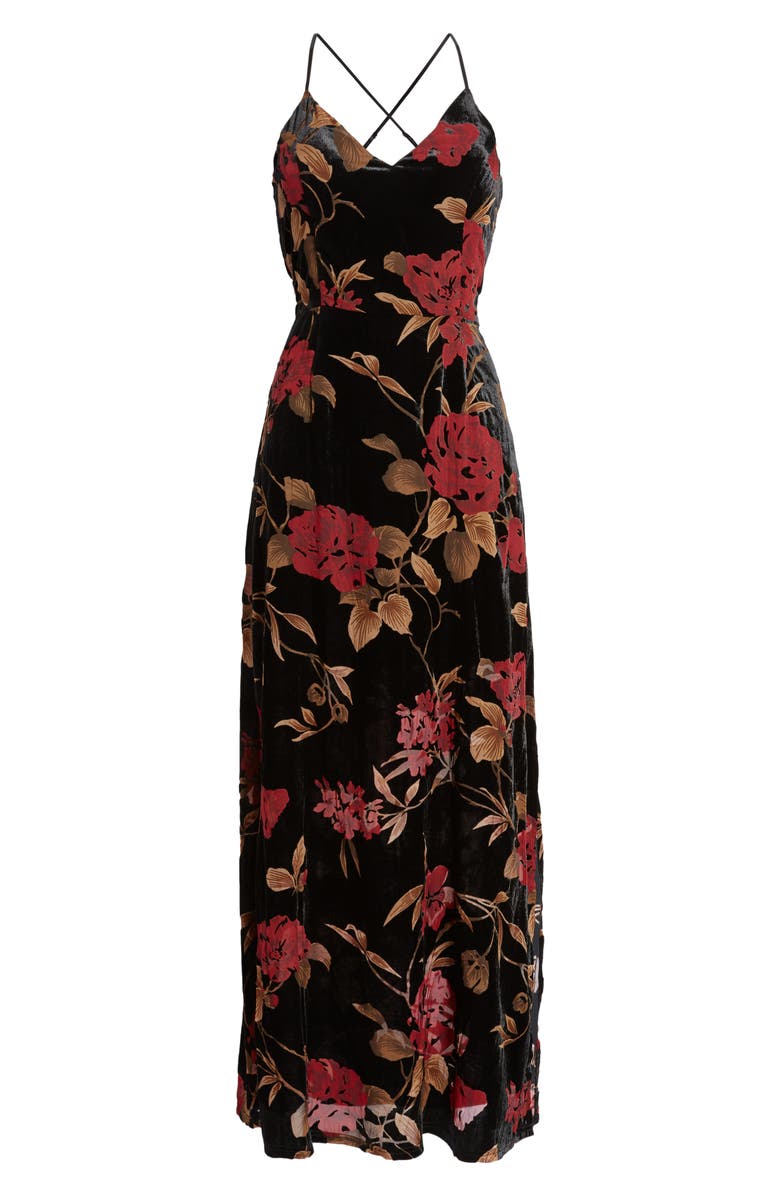 STOREE Velvet Burnout Maxi Dress, Alternate, color, 