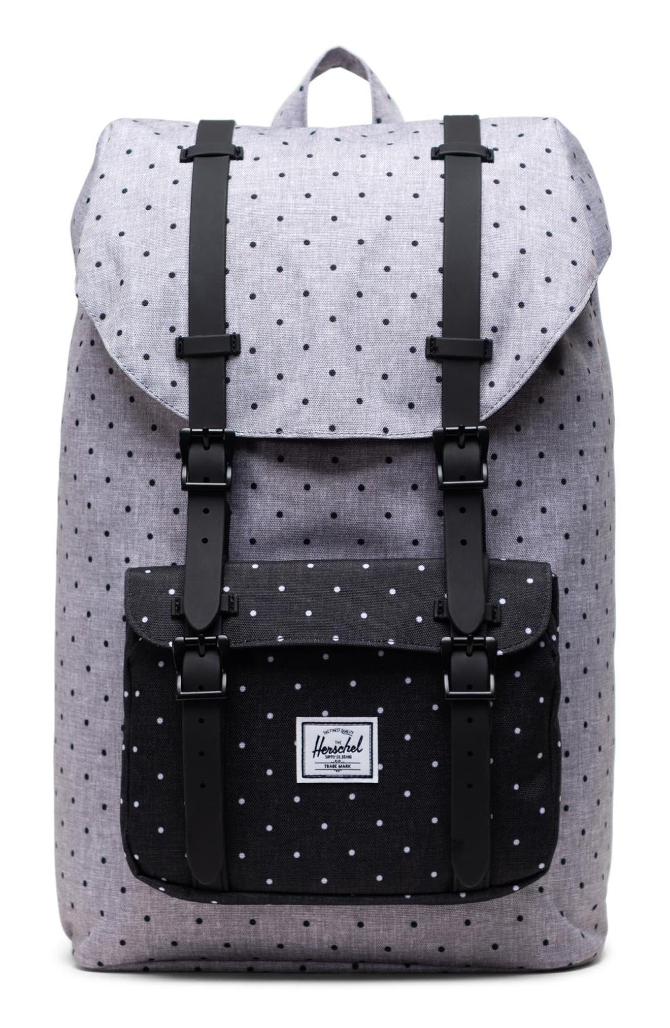 Little America - Mid Volume Backpack, Main, color, POLKA DOT GREY/BLACK