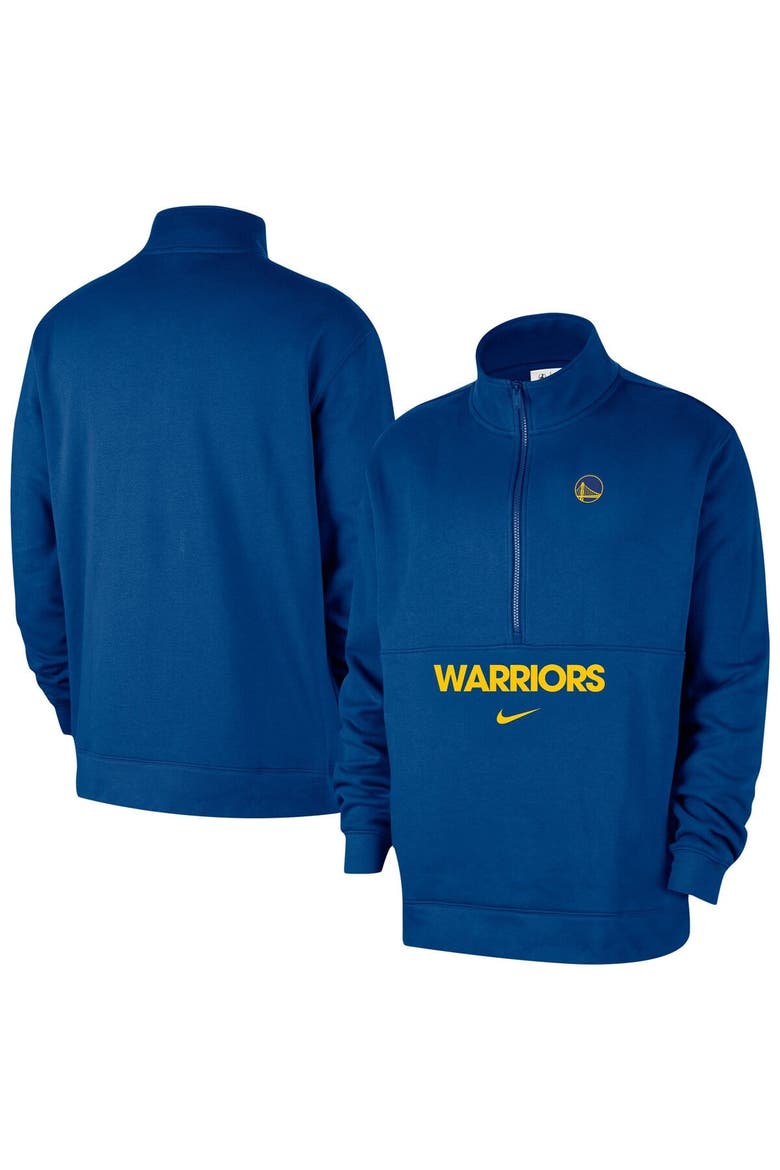 Men's Nike Blue Golden State Warriors Courtside Club Half-Zip Jacket, Alternate, color, Blue