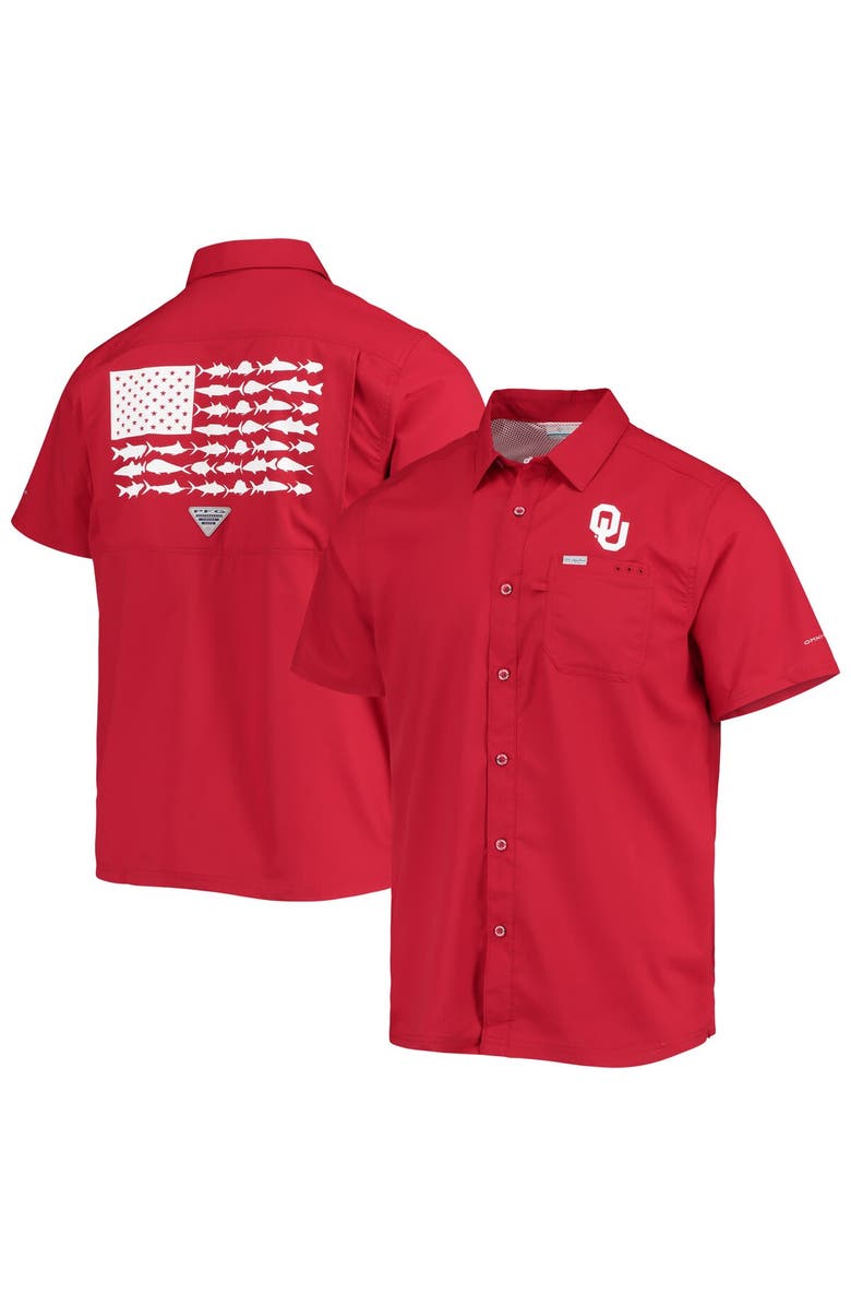 Columbia Men's Columbia PFG Crimson Oklahoma Sooners Slack Tide Camp Button-Up Shirt, Main, color, Crimson