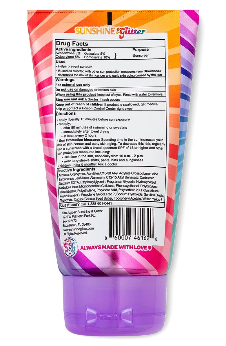 Sunshine & Glitter Kids' SeaStar Sparkle SPF 50 Rainbow Party Cake Biodegradable Glitter Sunscreen, Alternate, color, 