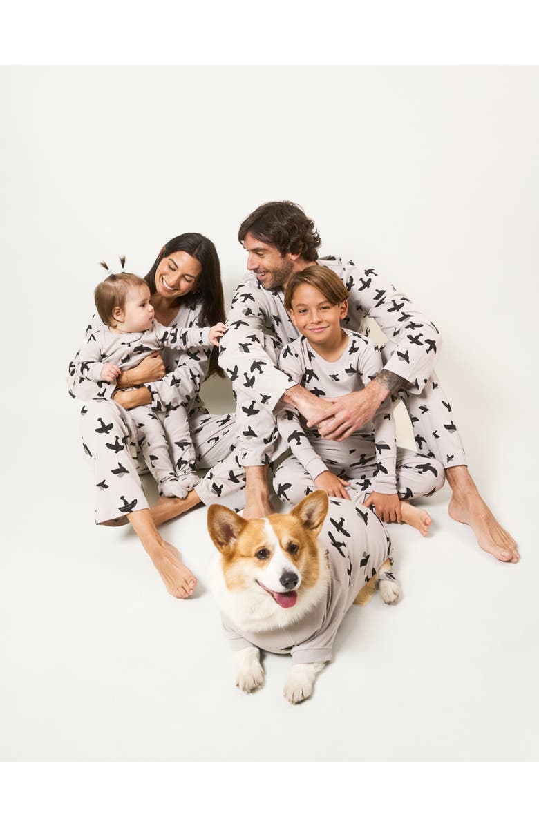 Leveret Dog Cotton Matching Family Pajamas, Animals & Paw Prints, Alternate, color, Bird Gray