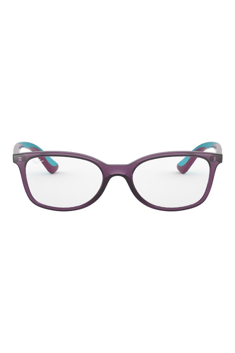 Kids' 47mm Small Rectangular Optical Glasses, Main, color, TRANSPARENT VIOLET