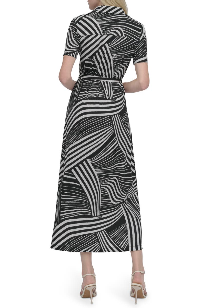 DKNY Short Sleeve Belted Maxi Dress, Alternate, color, Black/ Ivory