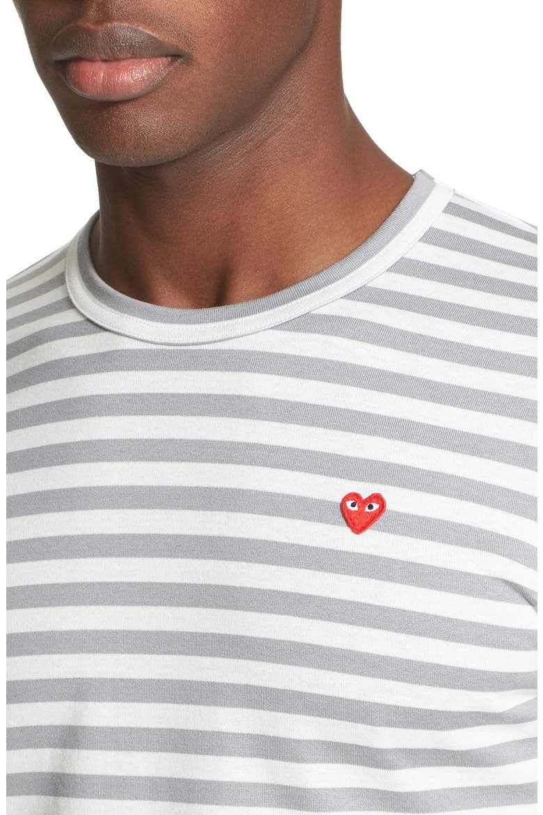 Long Sleeve Stripe Crewneck T-Shirt, Alternate, color, GREY