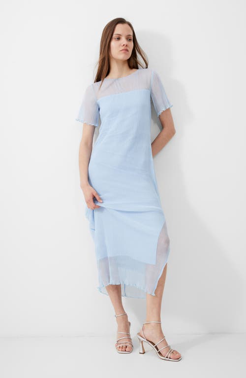 French Connection Saskia Sheer Yoke Midi Dress In Cashmere Blue