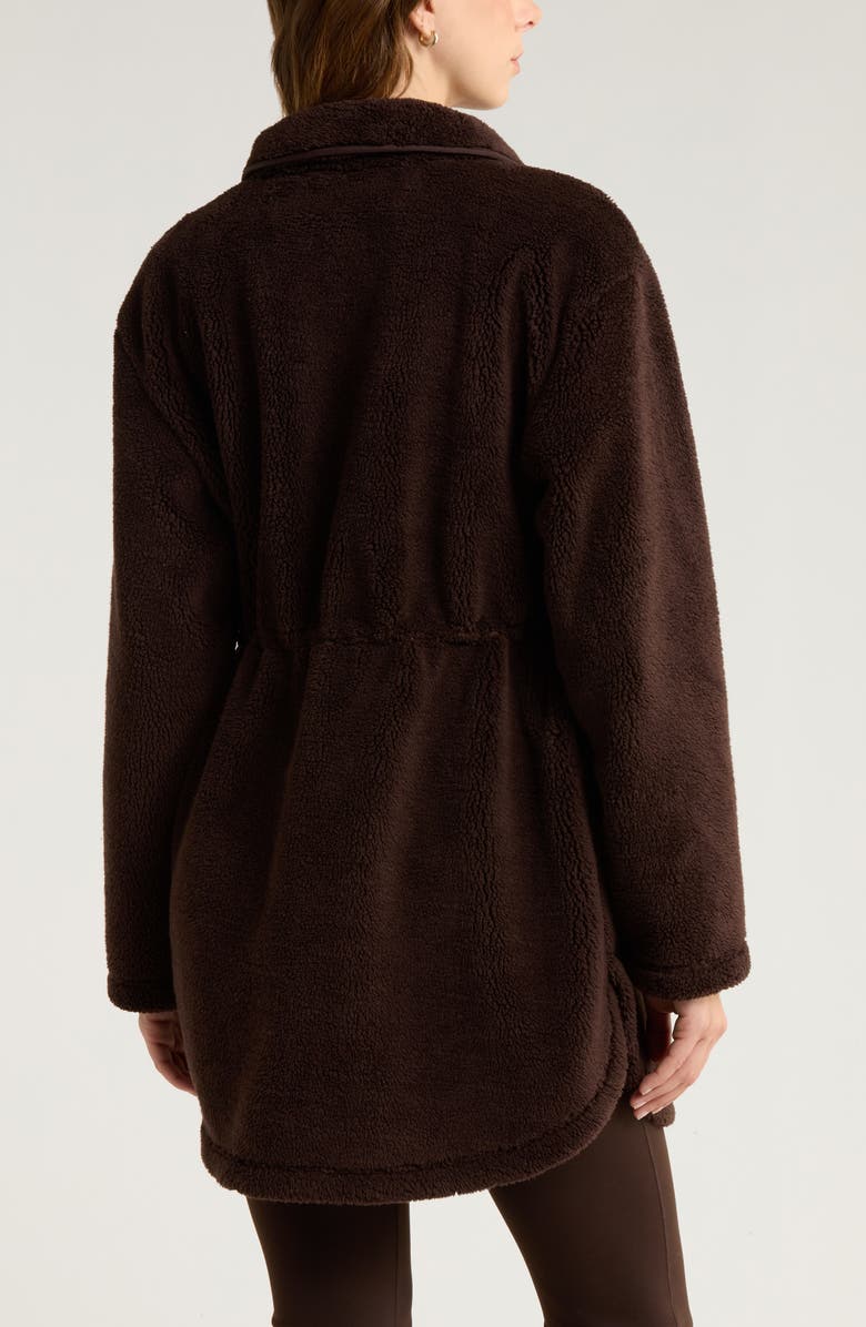 Zella Faux Shearling Longline Jacket, Alternate, color, Brown Mole'