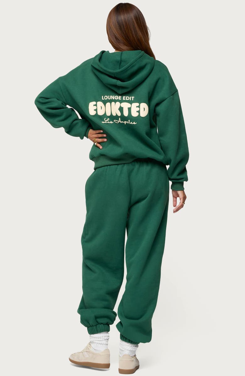 EDIKTED Lounge Edit Logo Graphic Hoodie, Alternate, color, Green