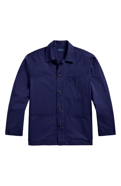 Polo Ralph Lauren Linen & Cotton Overshirt In Newport Navy