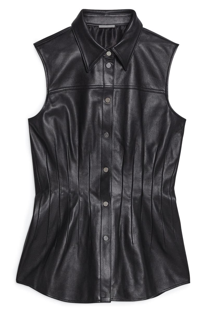 Helmut Lang Le Darted Sleeveless Leather Shirt, Alternate, color,