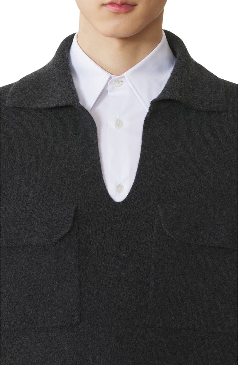 Lanvin Cashmere Polo, Alternate, color, Heather Grey