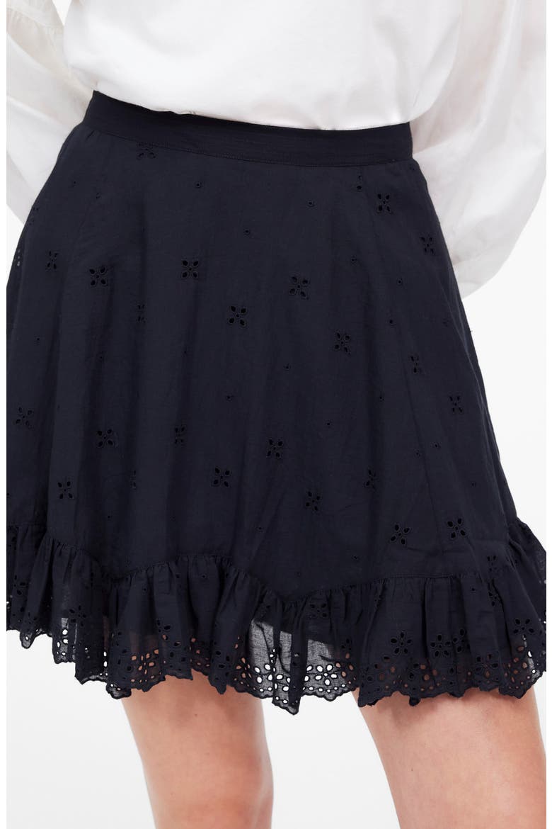 Cotton Voile Eyelet Miniskirt, Alternate, color, JET BLACK