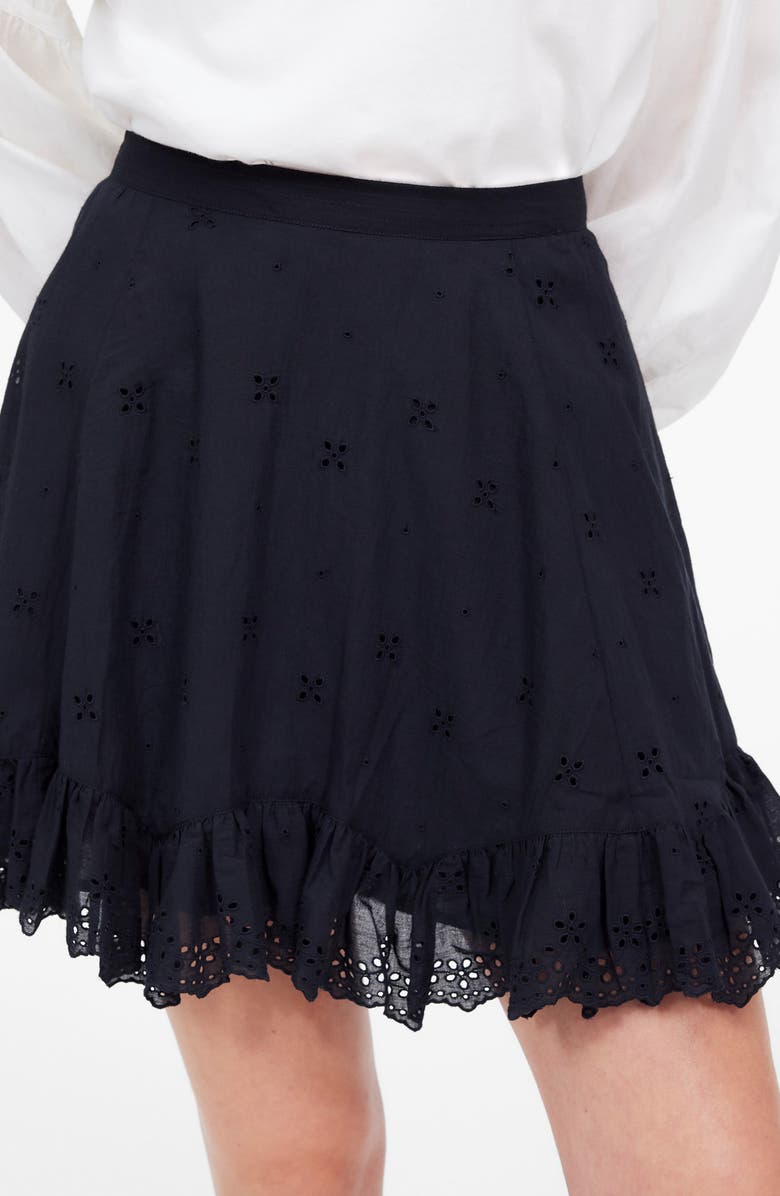 Madewell Cotton Voile Eyelet Miniskirt, Alternate, color, Jet Black