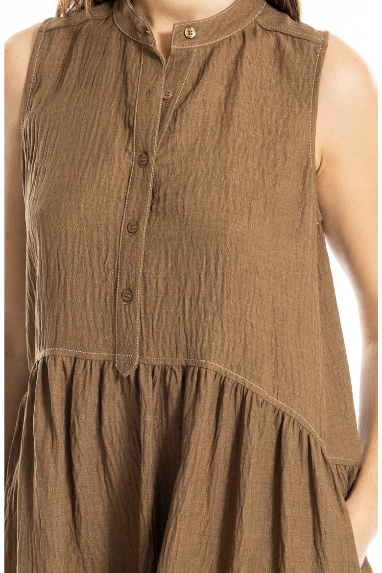 Button Placket Minidress, Alternate, color, HEATHER UMBER