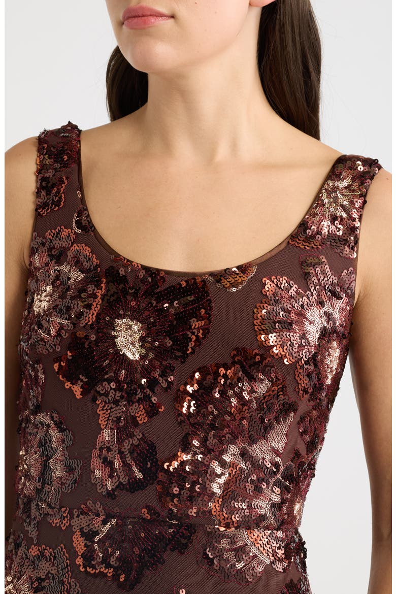 Sequin Sleeveless Midi Dress, Alternate, color, CHOCOLATE