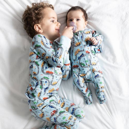 Norani Cars Print Organic Cotton Footie In Cars