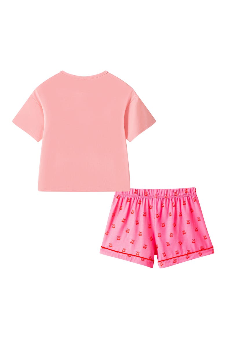 Kids' Cherry Print Two-Piece Short Pajamas, Alternate, color, PINK CHERRY