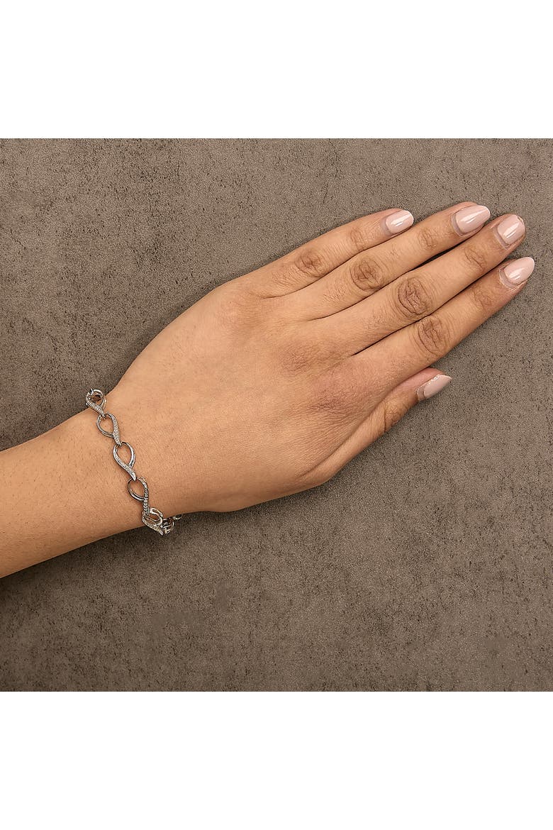 Sterling Silver 1/10 Cttw Diamond Accent Swirl Link Bracelet, Alternate, color, Silver