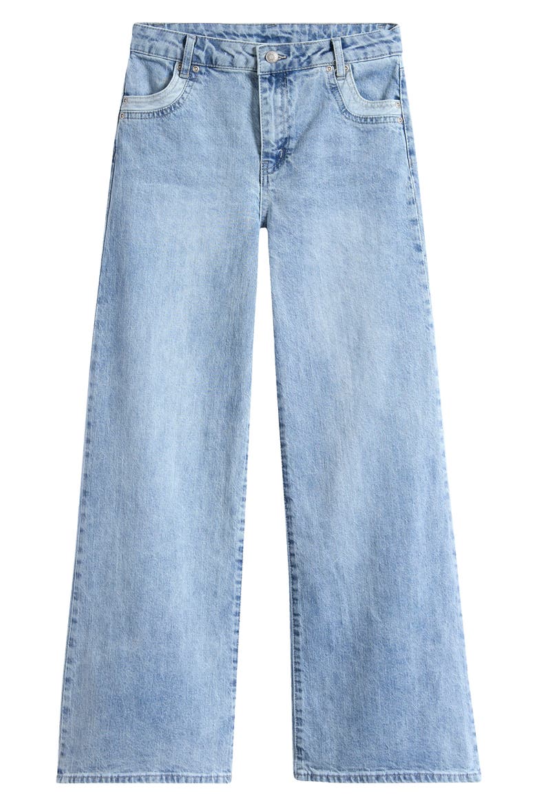 Kids' Bow Pocket Straight Leg Jeans, Main, color, LIGHT INDIGO