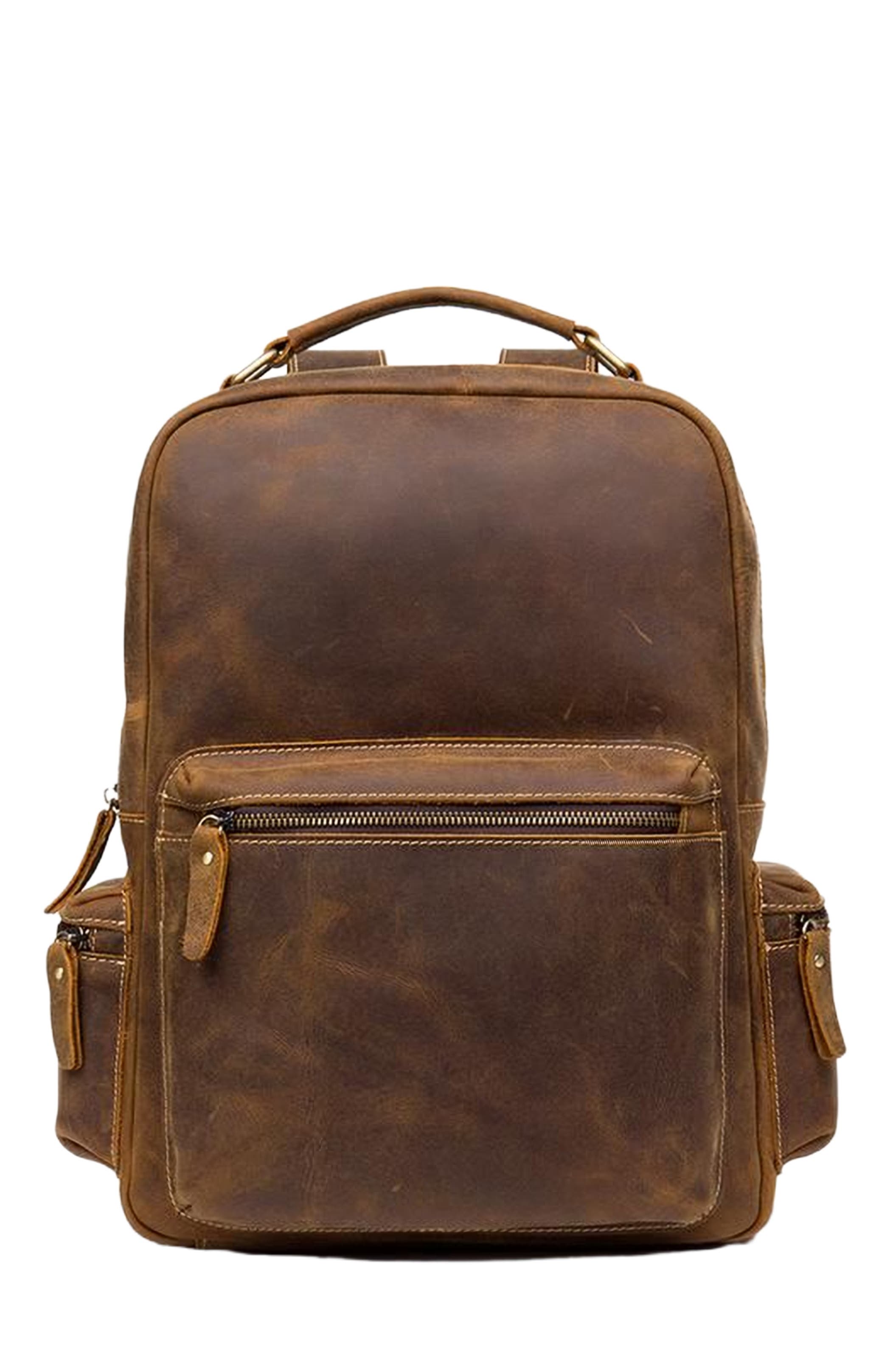 STEEL HORSE LEATHER The Langley Backpack | Genuine Vintage Leather Backpack, Main, color, Brown