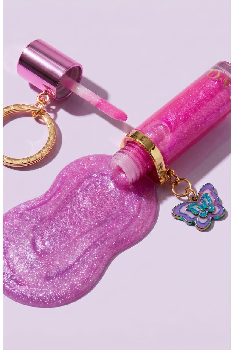 Kids' Butterfly Charm Lip Gloss, Alternate, color, PURPLE