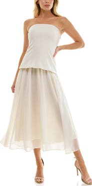 Socialite Corset Strapless Mixed Media Maxi Dress