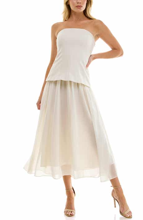 Corset Strapless Mixed Media Maxi Dress