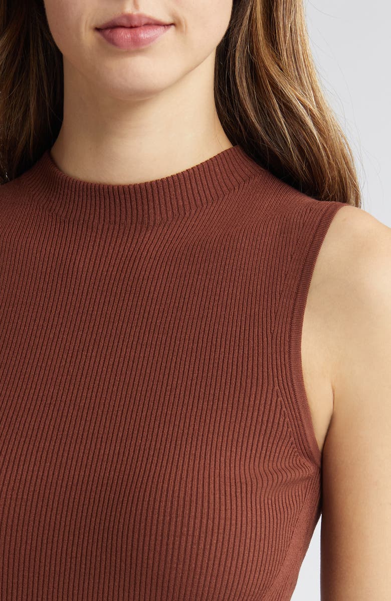 BOSS Feskies Rib Funnel Neck Sleeveless Sweater, Alternate, color, Rust/Coppr