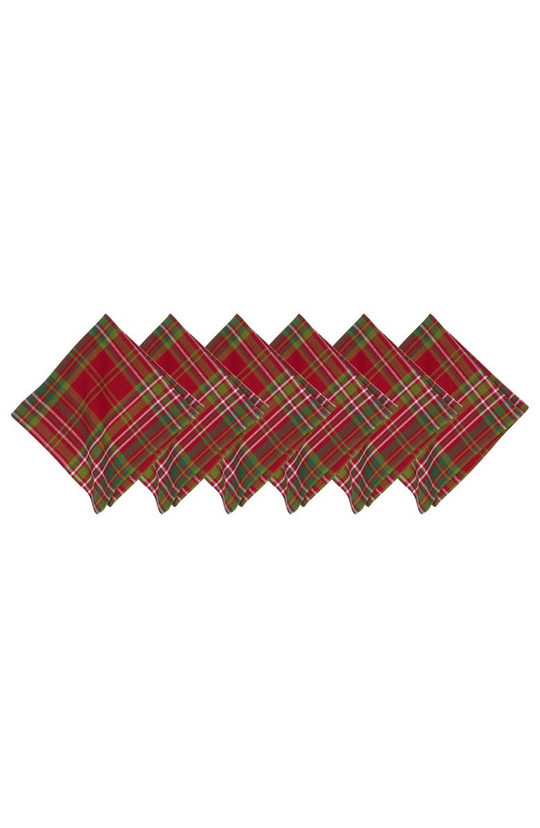 C&F Home Jonah Plaid Napkins Set of 6, Main, color, Red